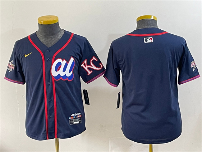 Women's American League Kansas City Royals Blank Navy 2025 All-Star Edition Limited Stitched Baseball Jersey(Run Small)