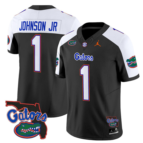 Men's Florida Gators #1 Montrell Johnson Jr. Black Alternate 2024 F.U.S.E. Florida Patch Vapor Limited Stitched Football Jersey