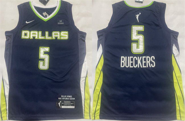 Men's Dallas Wings #5 Paige Bueckers Navy Stitched Basketball Jerseys