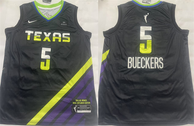 Men's Dallas Wings #5 Paige Bueckers Black Stitched Basketball Jersey