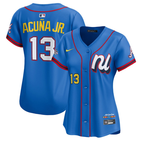 Women's National League #13 Ronald Acu?a Jr. Blue 2025 All-Star Edition Limited Stitched Baseball Jersey(Run Small)
