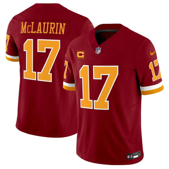 Men's Washington Commanders #17 Terry McLaurin Burgundy 2025 F.U.S.E. 4-Star C Patch Throwback Limited Football Stitched Jersey