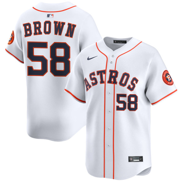Men's Houston Astros #58 Hunter Brown White 2025 Home Limited Stitched Baseball Jersey