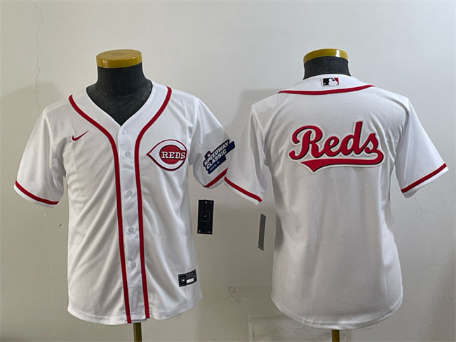 Youth Cincinnati Reds Team Big Logo White 2025 Speedway Classic Stitched Baseball Jersey
