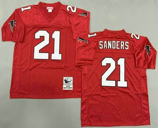 Men's Atlanta Falcons #21 Deion Sanders Red 1992 Throwback Jersey