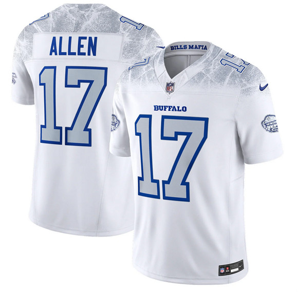 Men's Buffalo Bills #17 Josh Allen White 2025 F.U.S.E. “Rivalries” Vapor Limited Football Stitched Jersey