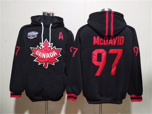 Men's Team Canada #97 Connor McDavid Black Ageless Must-Have Lace-Up Pullover Hoodie