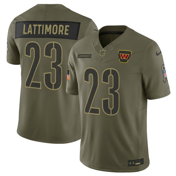 Men's Washington Commanders #23 Marshon Lattimore Olive 2025 Salute to Service Limited Football Stitched Jersey