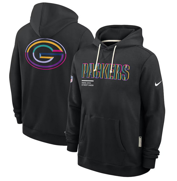 Men's Green Bay Packers Black 2025 Crucial Catch Dri-FIT Hoodie