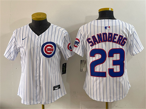 Women's Chicago Cubs #23 Ryne Sandberg White Home Limited Stitched Jersey