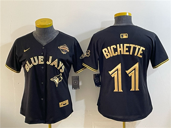 Youth Toronto Blue Jays #11 Bo Bichette Black Gold 2025 American League Champions Limited Stitched Jersey