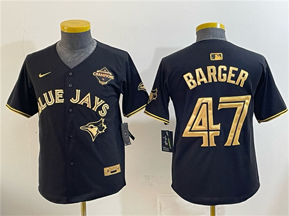 Youth Toronto Blue Jays #47 Addison Barger Black Gold 2025 American League Champions Limited Stitched Jersey