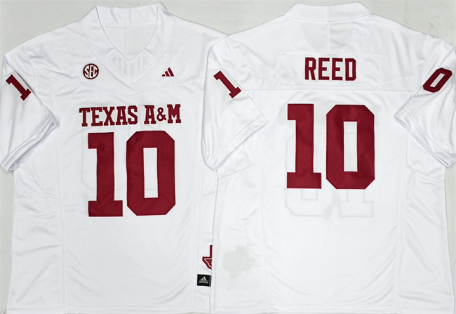 Men's Texas A&M Aggies Lions #10 Marcel Reed White 2025 F.U.S.E. Stitched Jersey