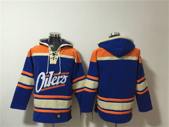 Men's Edmonton Oilers #29 Leon Draisaitl Blue Lace-Up Pullover Hoodie