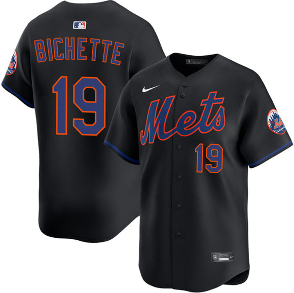 Men's New York Mets #19 Bo Bichette 2026 Black Limited Stitched Baseball Jersey