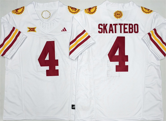 Men's Arizona State Sun Devils #4 Cam Skattebo White 2025 F.U.S.E. Vapor Limited Stitched Jersey