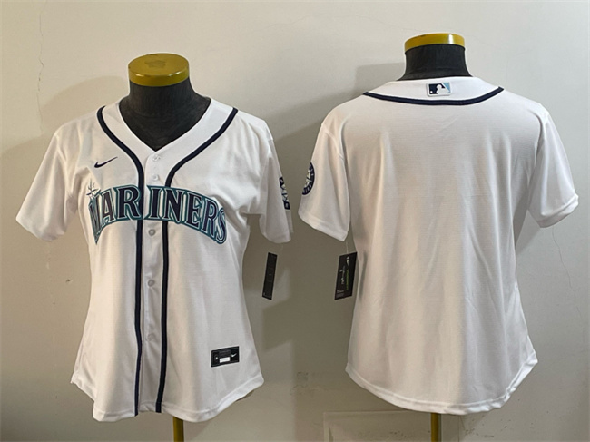 Women's Seattle Mariners Blank White Cool Base Stitched Baseball Jersey(Run Small)