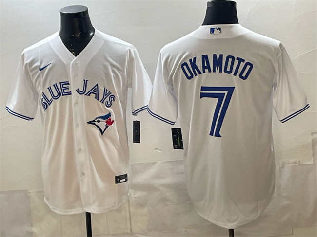 Men's Toronto Blue Jays #7 Kazuma Okamoto White 2025 Cool Base Stitched Baseball Jersey