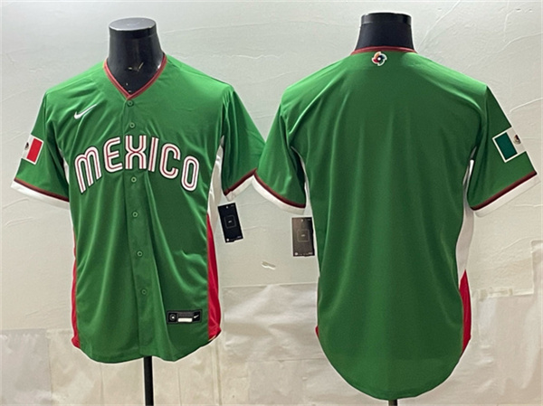 Men's Mexico Baseball Blank Green 2026 World Baseball Classic Home Stadium Stitched Jersey
