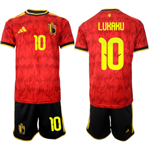 Men's Belgium #10 LUKAKU National Team FIFA x World Cup 2026 Home Red On Field Jersey
