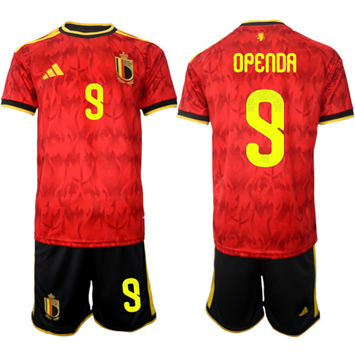 Men's Belgium #9 OPENDA National Team FIFA x World Cup 2026 Home Red On Field Jersey