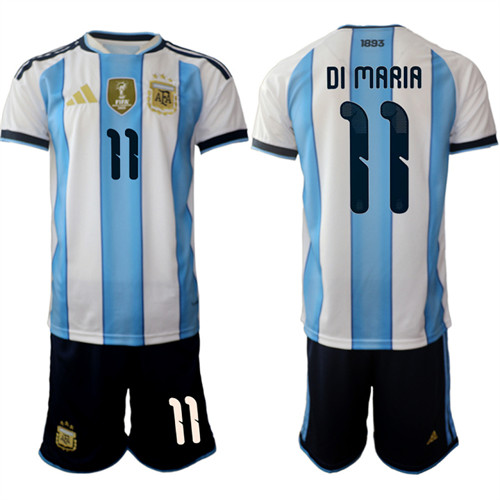 Men's Argentina #11 DI MARIA National Team FIFA x World Cup 2026 Home White On Field Jersey