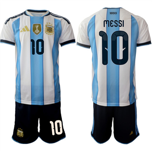 Men's Argentina #10 Lionel Messi National Team FIFA x World Cup 2026 Home White On Field Jersey