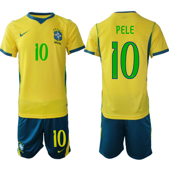Men's Brazil #10 PELE National Team FIFA x World Cup 2026 Home On Field Jersey