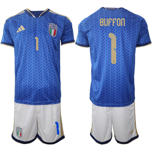 Men's Italy #1 BUFFON National Team FIFA x World Cup 2026 Home Blue On Field Jerseys
