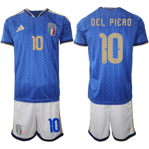 Men's Italy #10 DEL PIERO National Team FIFA x World Cup 2026 Home Blue On Field Jerseys