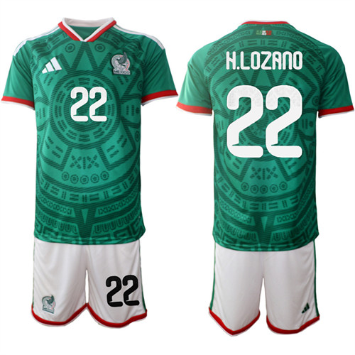 Men's Mexico #22 H.LOZANO National Team FIFA x World Cup 2026 Home Green On Field Jersey