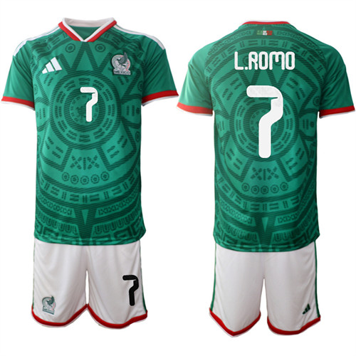 Men's Mexico #7 L.ROMO National Team FIFA x World Cup 2026 Home Green On Field Jersey