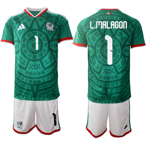 Men's Mexico #1 L.MALAGON National Team FIFA x World Cup 2026 Home Green On Field Jersey