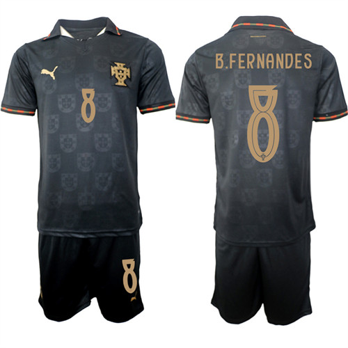 Men's Portugal #8 B.FERNANDES National Team FIFA x World Cup 2026 Away Gray On Eusebio special edition Jersey