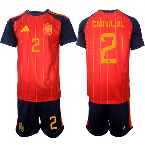 Men's Spain #2 CARVAJAL National Team FIFA x World Cup 2026 Home Red On Field Jerseys