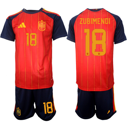 Men's Spain #18 ZUBIMENDI National Team FIFA x World Cup 2026 Home Red On Field Jerseys