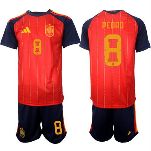 Men's Spain #8 PEDRD National Team FIFA x World Cup 2026 Home Red On Field Jerseys