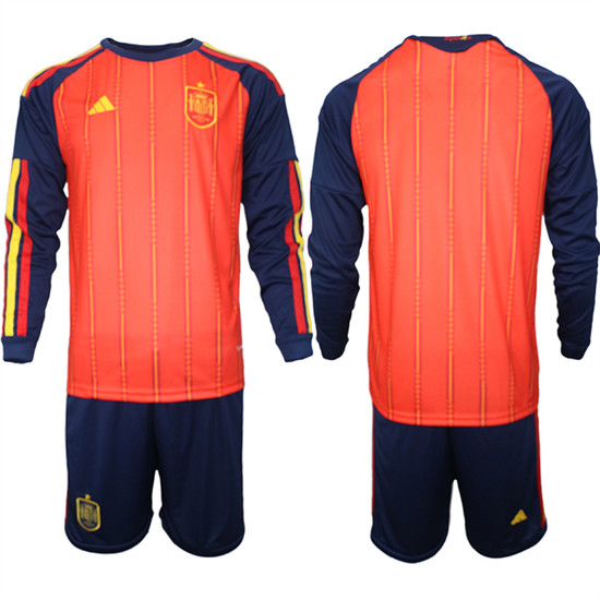 Men's Spain Blank National Team FIFA x World Cup 2026 Long Sleeve Home Red On Field Jerseys