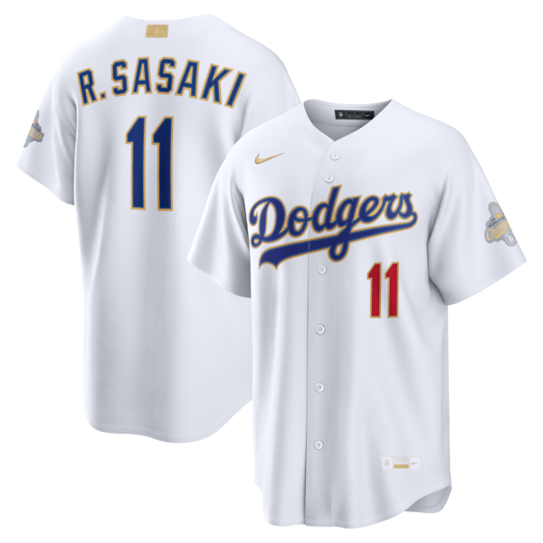 Men's Los Angeles Dodgers #11 Roki Sasaki Nike White 2026 Gold Collection Stadium Jersey