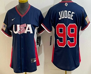 Women's USA #99 Aaron Judge Navy 2026 World Baseball Classic Cool Base Jersey