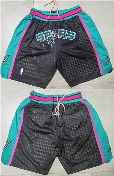 Men' San Antonio Spurs Black Teal Shorts (Run Small)