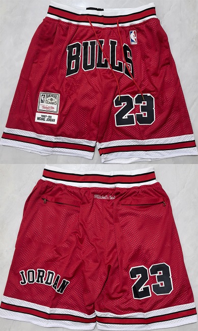 Mens Chicago Bulls #23 Michael Jordan Red Shorts (Run Small)