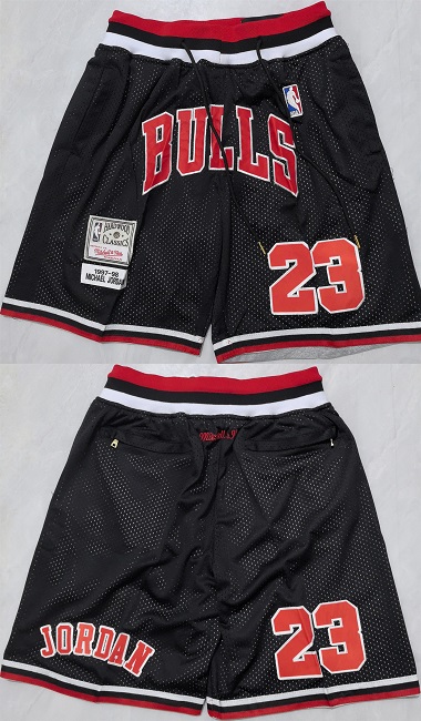 Mens Chicago Bulls #23 Michael Jordan Black Shorts (Run Small)