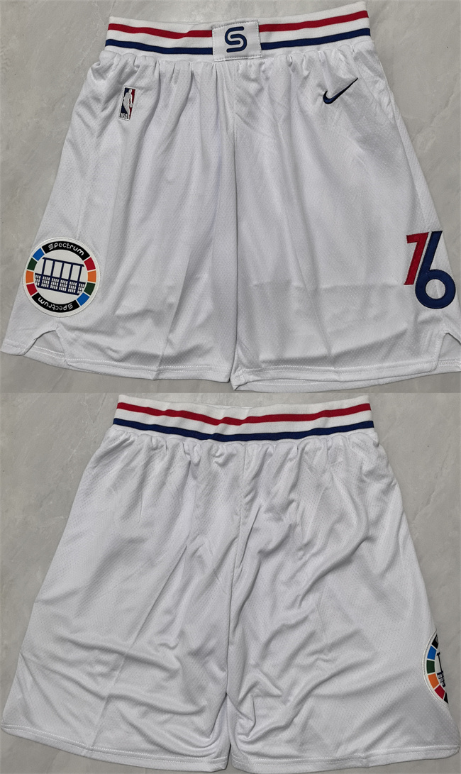 Men's Philadelphia 76ers White Shorts (Run Small)