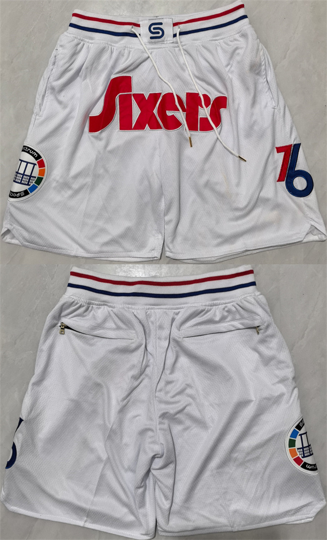 Mens Philadelphia 76ers White Shorts (Run Small)