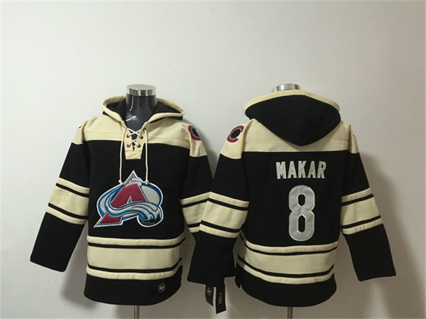 Men's Colorado Avalanche #8 Cale Makar Black All Stitched Sweatshirt Hoodie