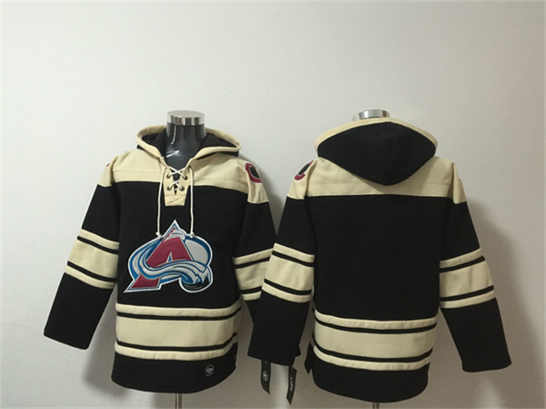 Men's Colorado Avalanche Blank Black All Stitched Sweatshirt Hoodie
