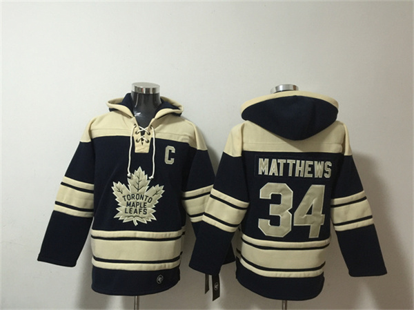 Men's Toronto Maple Leafs #34 Auston Matthews Black All Stitched Sweatshirt Hoodie