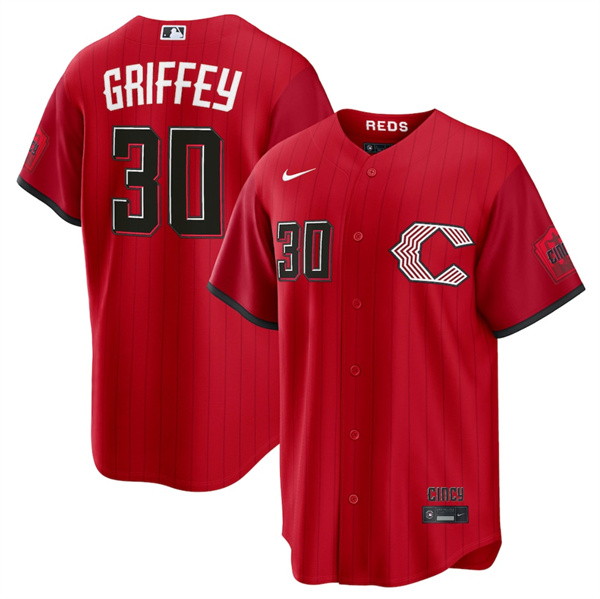 Men's Cincinnati Reds #30 Will Benson Red 2026 City Connect Stadium Stitched Baseball Jersey
