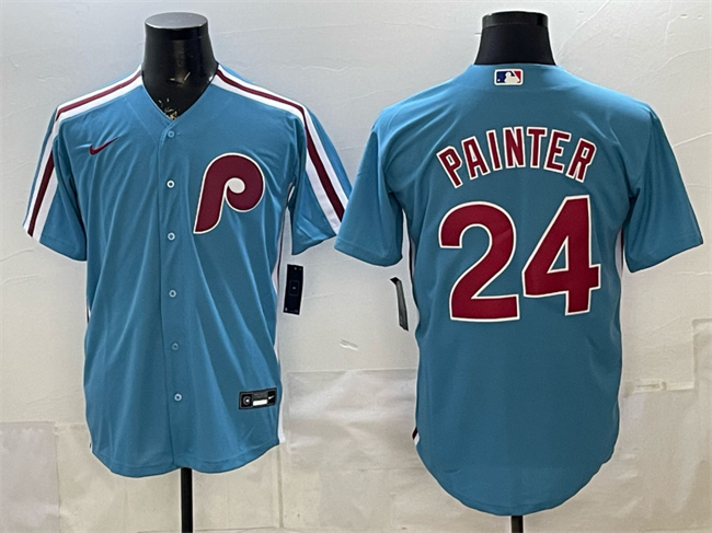 Men's Philadelphia Phillies #24 Andrew Painter Blue Cool Base Stitched Jersey